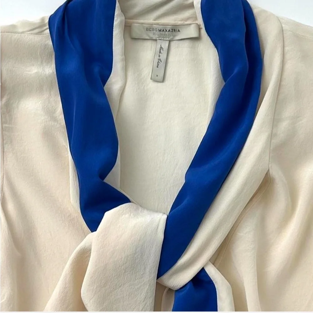 BCBG MAXAZRIA 100% silk blouse with pussycat bow - Picture 5 of 5